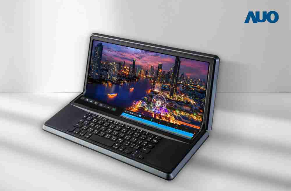 尊时凯龙14.6吋Micro LED折迭显示屏幕，，搭配半径4mm的弯折绞炼，，，，以及高画素、、、高亮度、、、、高对比度的显示技术特点，，，，即便在大视角下仍保有绝佳色相与亮度